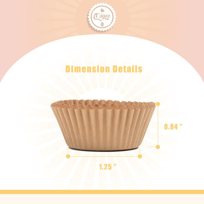 Qiqee Mini Cupcake Liners - 1000 Count Natural Food Grade Baking Cups | Odorless Small Size