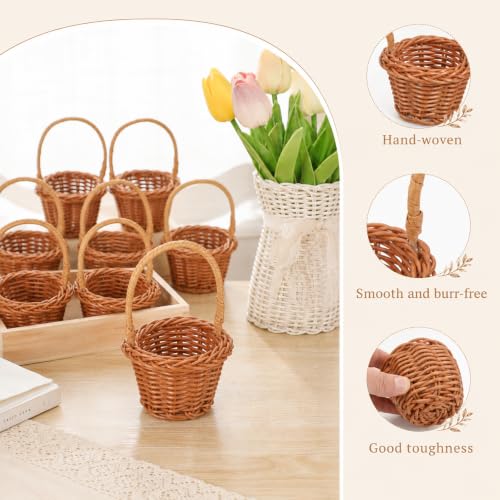 Miniature Rattan Baskets Set of 8 Small Decorative Woven Baskets
