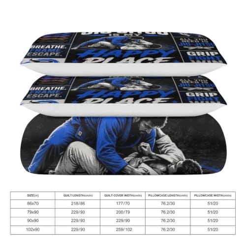 Jiu Jitsu is My Happy Place Shirt Duvet Cover Set Twin Size 86x70 with Pillowcases
