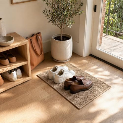 Godehone Brown Entryway Doormat - 14.6 x 24 Inches Ultra Thin Low Profile
