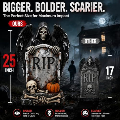 25-Inch Halloween Tombstones Graveyard Decorations Outdoor 5 Pack