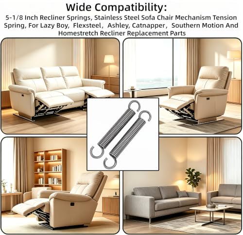 5-1/8 Inch Recliner Spring Replacement Stainless Steel Tension Spring - Variation of THIS listing