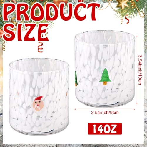 Mimorou Christmas Icon Glasses Set - 14 Oz Xmas Tree & Snowman, Green & White