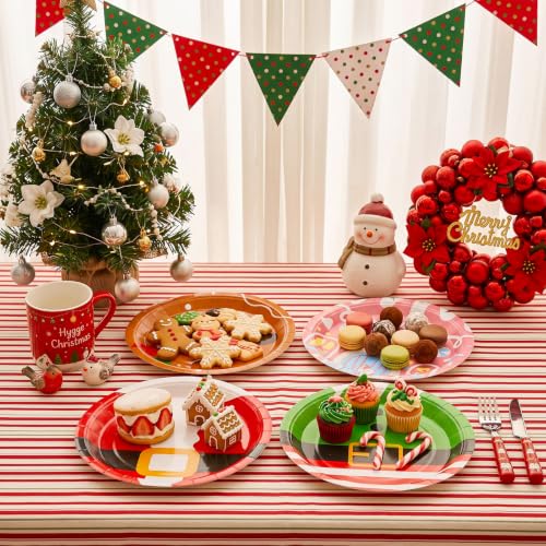 Christmas Paper Plates 100 Pack - 9 Inch Disposable Holiday Party Plates - Xmas