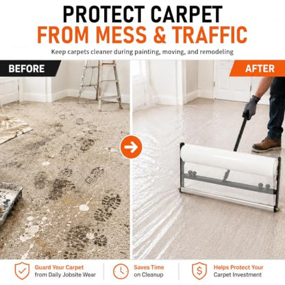 Adjustable Carpet Protection Film Applicator 24-36 Inch Rollers for Floors