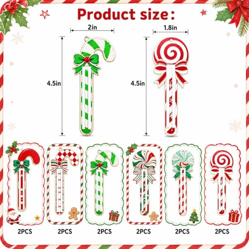 12Pcs Candy Cane Christmas Money Holder Ornaments - Wooden Holiday Gift Decor