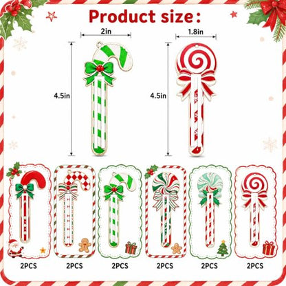 12Pcs Candy Cane Christmas Money Holder Ornaments - Wooden Holiday Gift Decor
