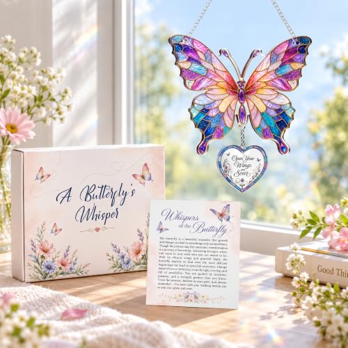 Butterfly Christmas Ornament for Tree - Colorful Acrylic Suncatcher Gift for Women - Variation: Butterfly