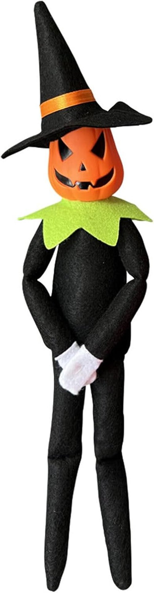 Danoni Halloween Pumpkin Elf Doll - Handmade Toy with Black Hat, White Gloves & Cape | Perfect for Autumn Decor