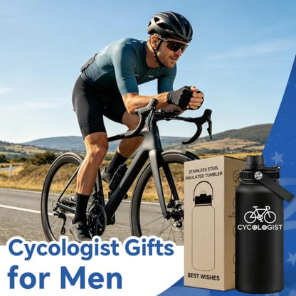 Cyclist Water Bottle 32oz Insulated Stainless Steel with Black Variation