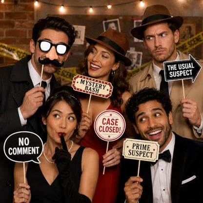 22-Piece Murder Mystery Photo Booth Props Set for Detective Party