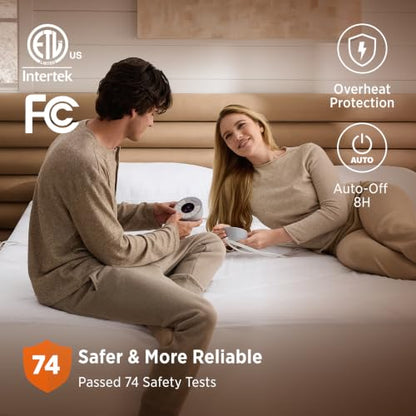 Queen Heated Mattress Pad with 4 Zones & Memory Function - Bed Warmer
