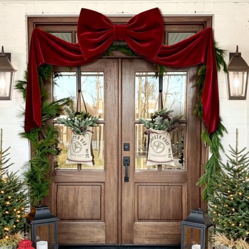 8 Ft Red Velvet Christmas Bow for Holiday Decorations - Giant Tree Topper