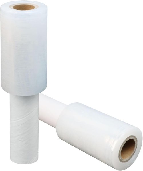 JUKFITA Stretch Film - 4" x 500 ft Shrink Wrap Rolls with Handle | Lightweight Plastic Wrap for Moving
