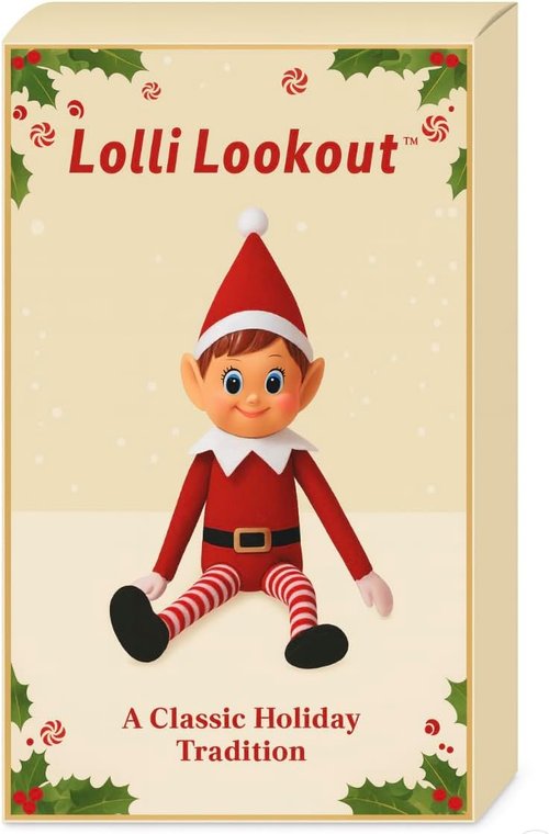 Lolli Lookout™ Holiday Elf - 14” Nostalgic Christmas Decoration in Gift Box | Festive Collectible Shelf Sitter