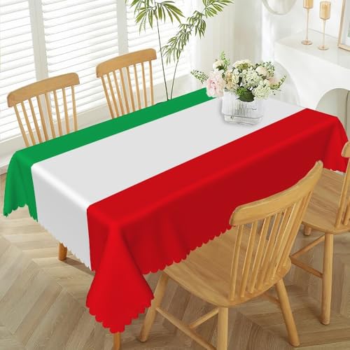 Italian Flag Tablecloth 70x120 Inches Red White Green Fabric for Italian Theme Party