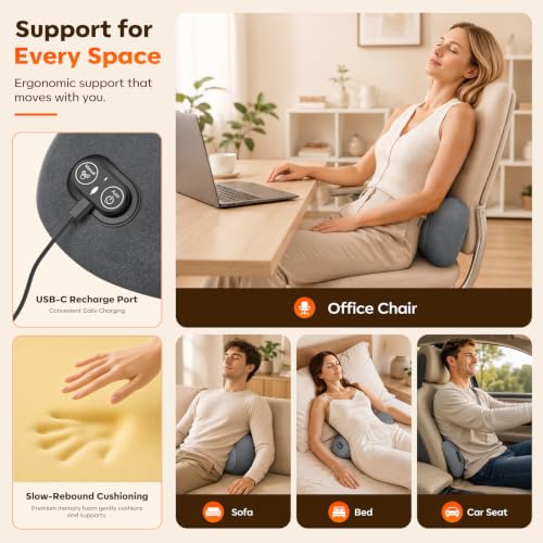 Electric Lumbar Back Massager with Heat Vibration & Traction - 3-in-1 Support
