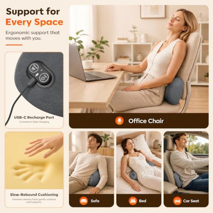 Electric Lumbar Back Massager with Heat Vibration & Traction - 3-in-1 Support