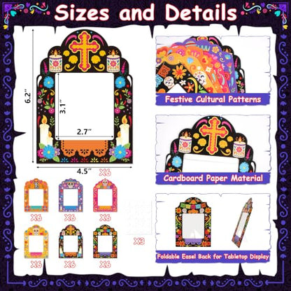 36Pcs Día de los Muertos Paper Photo Frames Decorations Set
