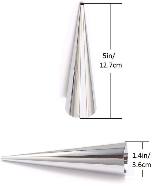 Joyeee Pastry Cream Horn Molds - 10 Stainless Steel Cannoli Tubes | 5-Inch Large Croissant Baking Tool