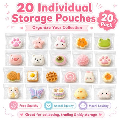 20-Pack Clear Reusable Squishy Storage Bags for Collecting & Trading