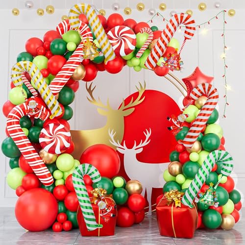 Christmas Candy Cane Balloons Set for Holiday Decorations - 6 Pieces