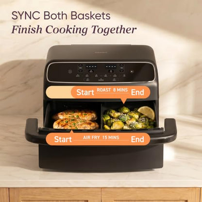 Cosori TwinFry 9 Qt Double Air Fryer with Removable Divider - Black