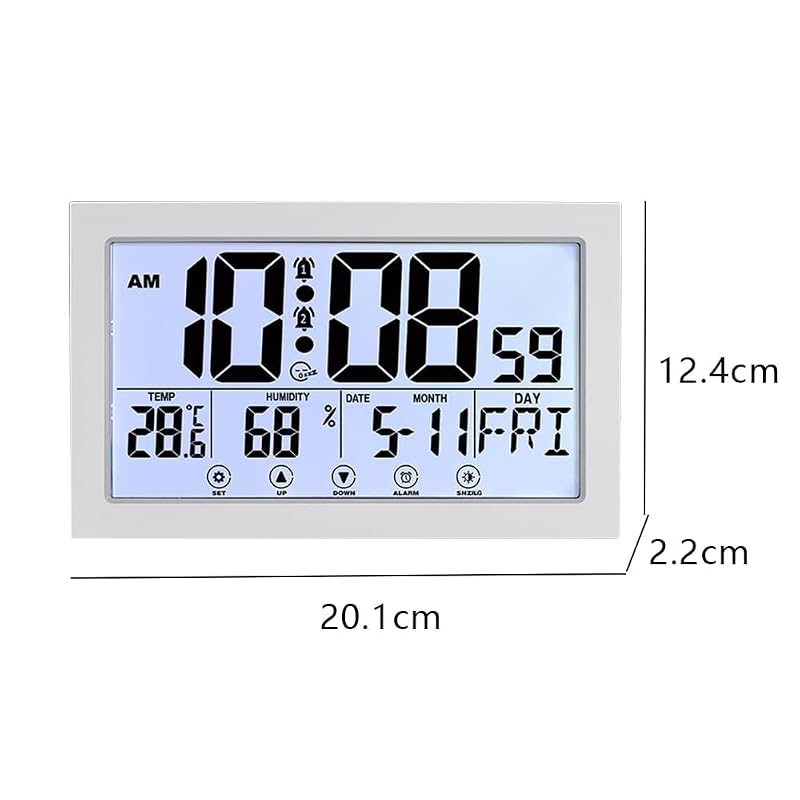 NEWMINDLTD Pronoia Atomic Clock with Indoor Temperature & Humidity - Self-Setting Digital Wall/Desk Clock, White