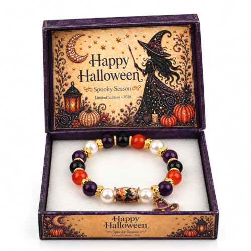 Halloween Witch Pumpkin Bracelet for Women - Adjustable Fall Jewelry