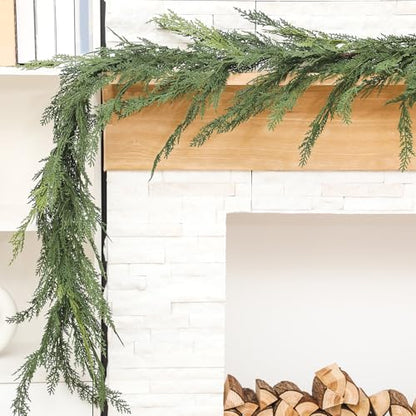 Jutom 9 ft Artificial Cedar Garland - Realistic Christmas Holiday Decor