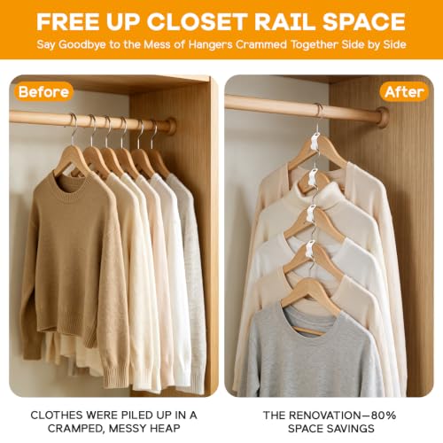 60 Pack Space Saving Hanger Connector Hooks for Closet Organization