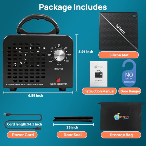 Portable Ozone Generator 48,000 mg/h Odor Eliminator for Home & Vehicle