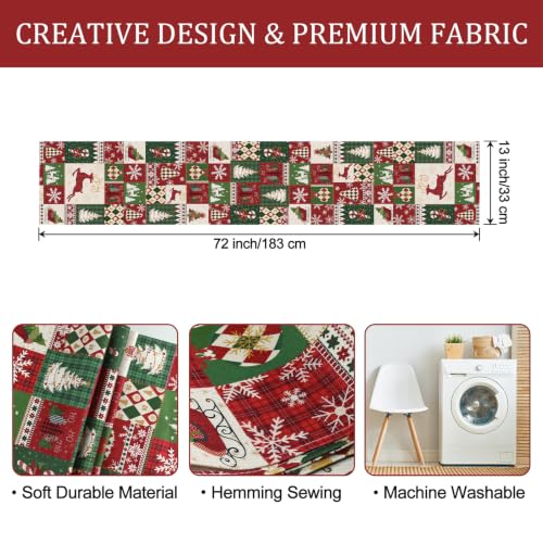 Christmas Reindeer Table Runner 13x72 Inch - Holiday Decor for Dining