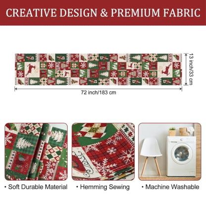 Christmas Reindeer Table Runner 13x72 Inch - Holiday Decor for Dining