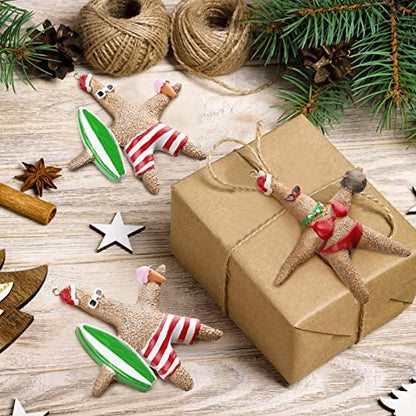 Christmas Starfish Hanging Ornaments Set for Tree and Decor - 4 Pieces