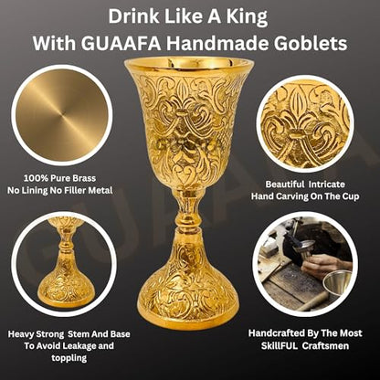 Medieval Brass Goblet 7oz Vintage Chalice for Weddings & Ceremonial Use - King Arthur Style