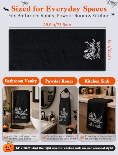Halloween Skeleton Hand Towels 2 Pack - Spooky Bathroom & Kitchen Decor