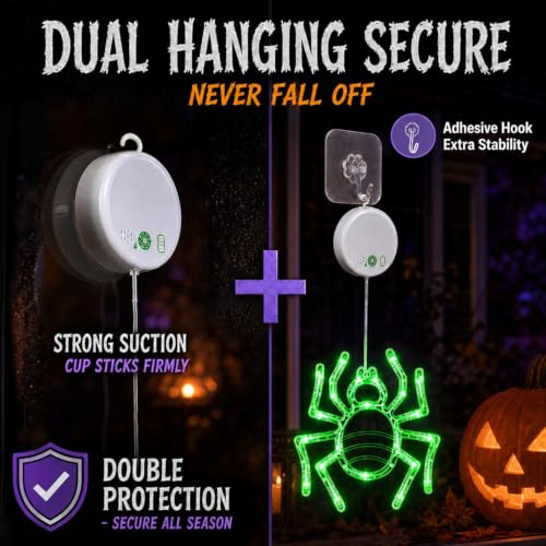 Rechargeable Halloween Window Lights 3 Pack - Spider, Pumpkin, Hat Variations