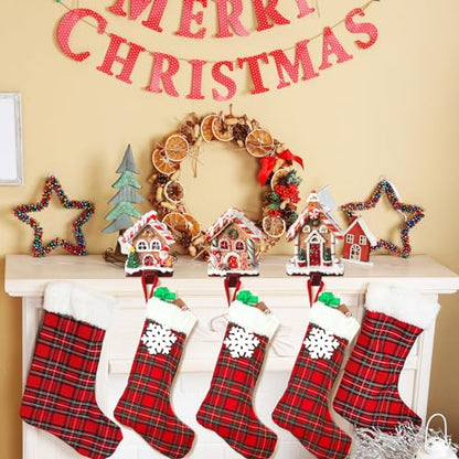 Riceshoot 3 Pack Christmas Gingerbread House Stocking Holders - Classic