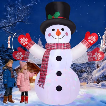 8FT Christmas Inflatable Snowman with LED Lights for Outdoor Yard Decor