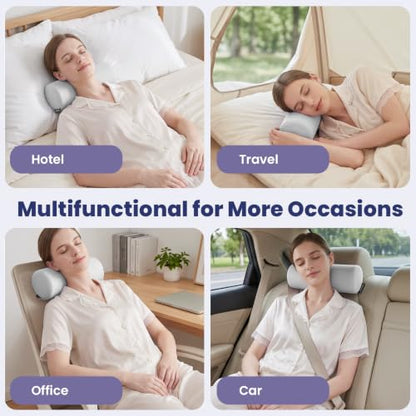 Travel Neck Roll Pillow Grey 11x4.5 Inch Memory Foam Support with Removable Cooling Cover - Variation of THIS listing
