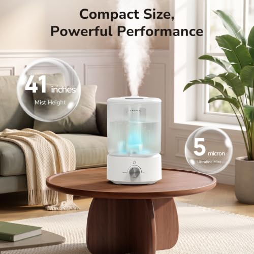 2.5L White Top Fill Humidifier for Bedroom — Quiet 25H Runtime & Aromatherapy