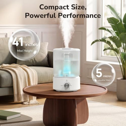 2.5L White Top Fill Humidifier for Bedroom — Quiet 25H Runtime & Aromatherapy