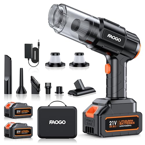 Cordless Handheld Car Vacuum Cleaner 50,000Pa Powerful Suction 6-in-1 with Dual Batteries