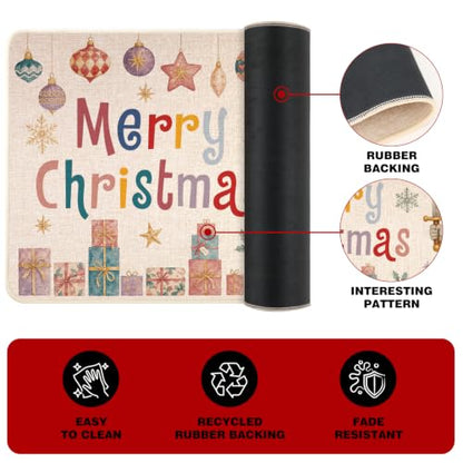 Christmas Kitchen Mats Set of 2 - Multi Color Nutcracker Decor 17x29 & 17x47 Inches