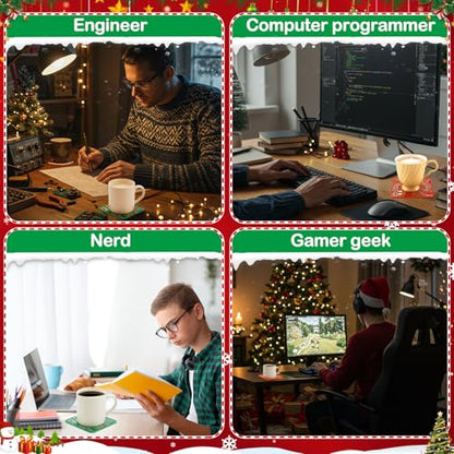 Christmas Circuit Board Coasters Set - Red & Green, 4-Pack - Tech Enthusiast Gift