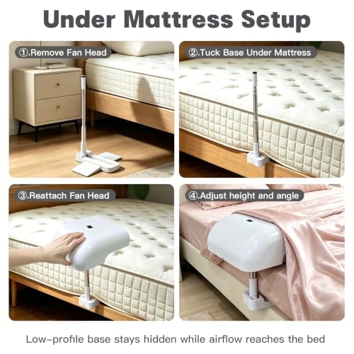 Bed Cooling Fan Under Sheets for Hot Sleepers - Adjustable Bed Side & Floor-Standing Fans