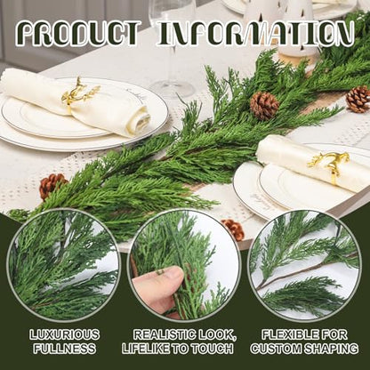 Artificial Christmas Cedar Garland 9 ft - Realistic Faux Greenery for Holiday Decor - Variation of THIS listing