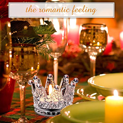 24 Pcs Gold Clear Crown Candle Holders Votive Set - Elegant Home Decor - Clear Style