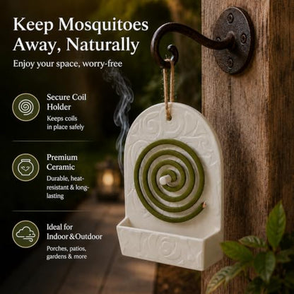 Retro Ceramic Mosquito Coil Holder Wall & Tabletop Ash Catcher - Safe & Decorative